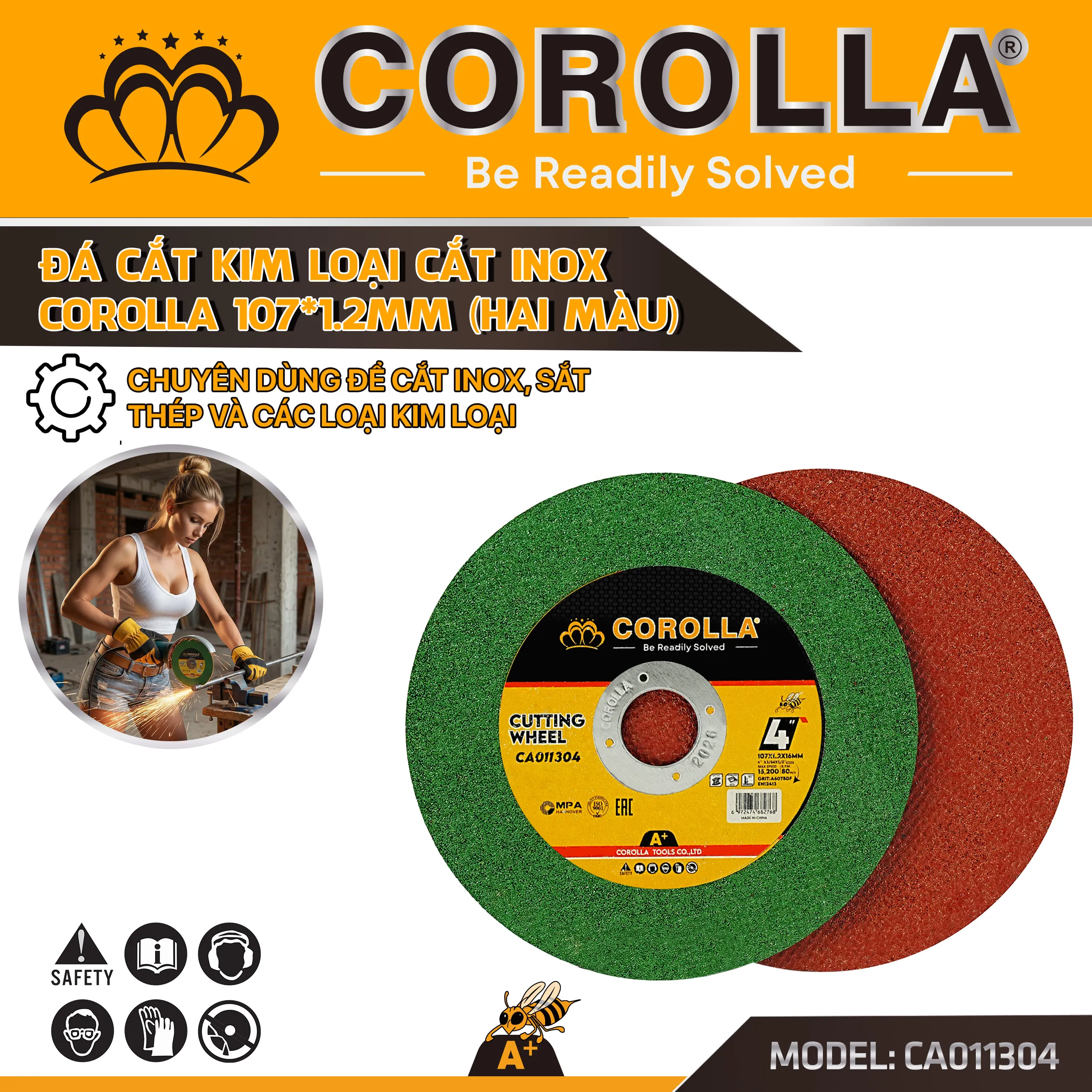 Đá cắt inox hai màu Corolla 107 mm CA011304