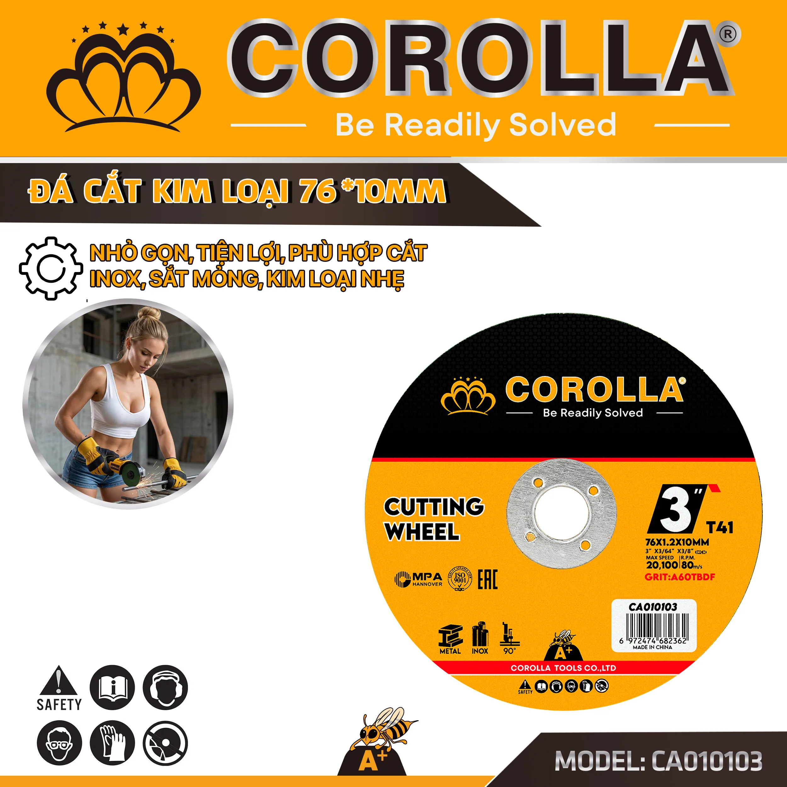 Đá cắt kim loại Corolla 76 mm CA010103