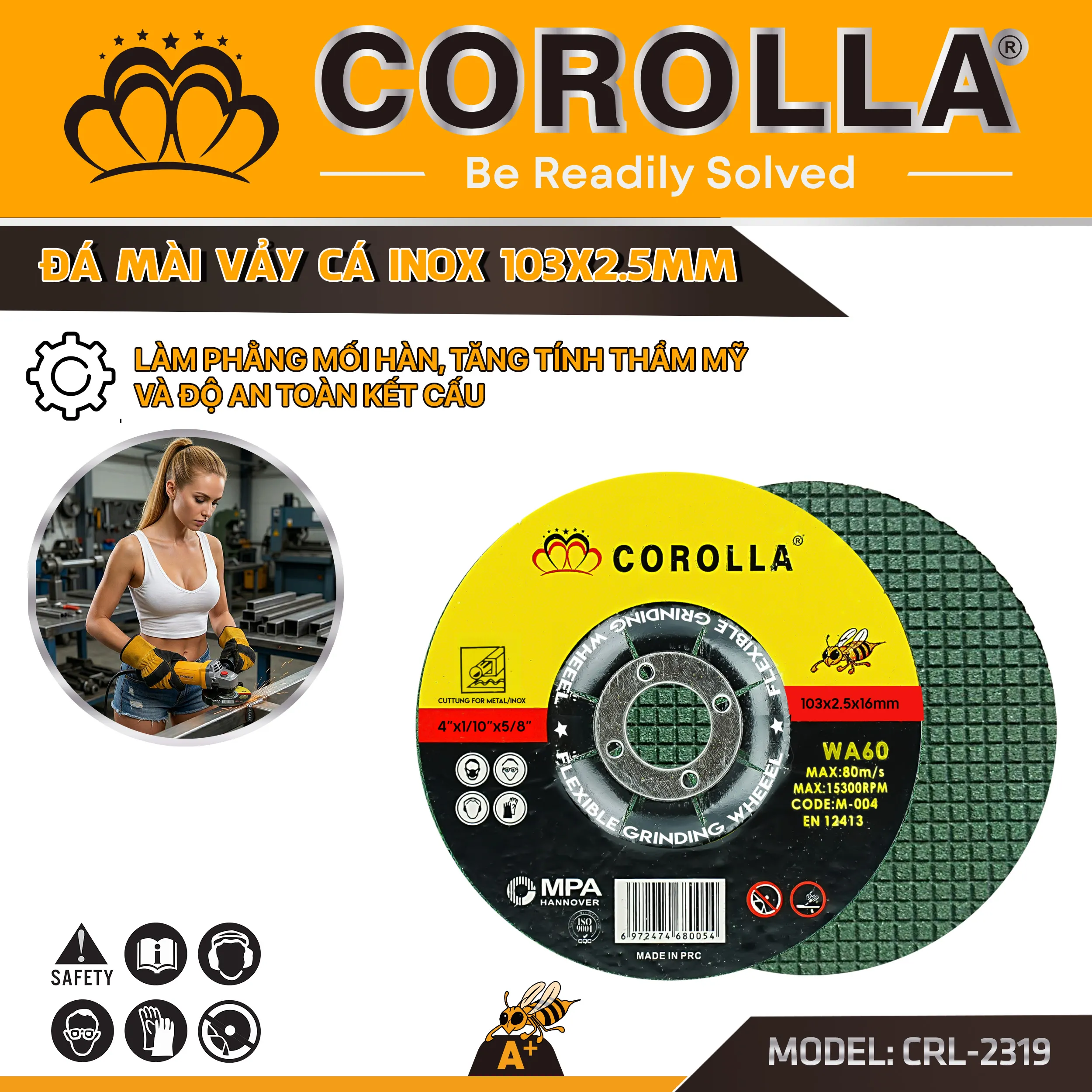 Đá mài vảy cá chuyên mài inox Corolla CRL-2319