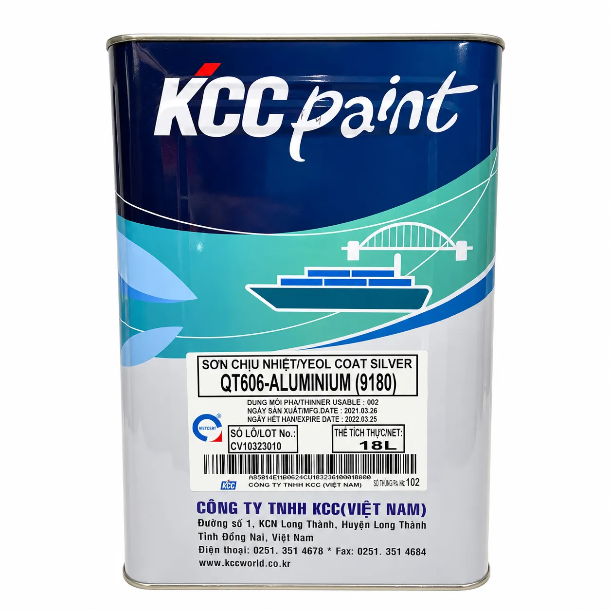 Sơn Chịu Nhiệt KCC 600°C màu bạc